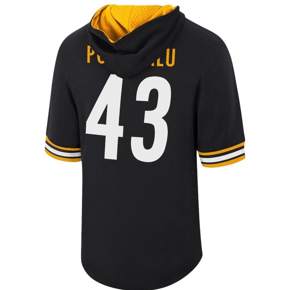 Mitchell & Ness Pittsburgh Steelers Troy Polamalu Black Mesh Hoodie T-Shirt|Sz:M - Picture 16 of 16
